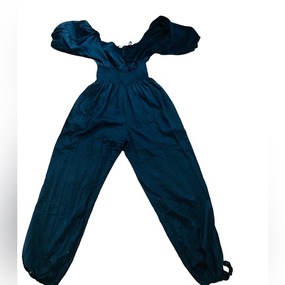 STARK Pants - STARK Black Puff Sleeve Jumpsuit Elastic Waist-Sz M